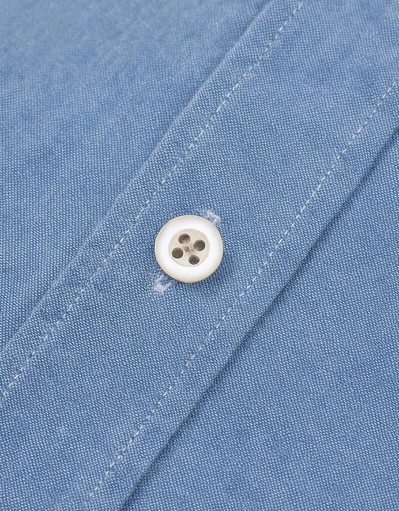 Men's Slim Fit Chambray Cotton Shirt Blue