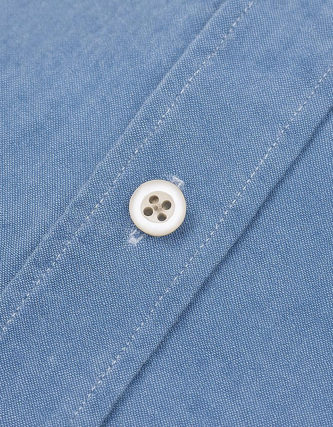 Men's Slim Fit Chambray Cotton Shirt Blue