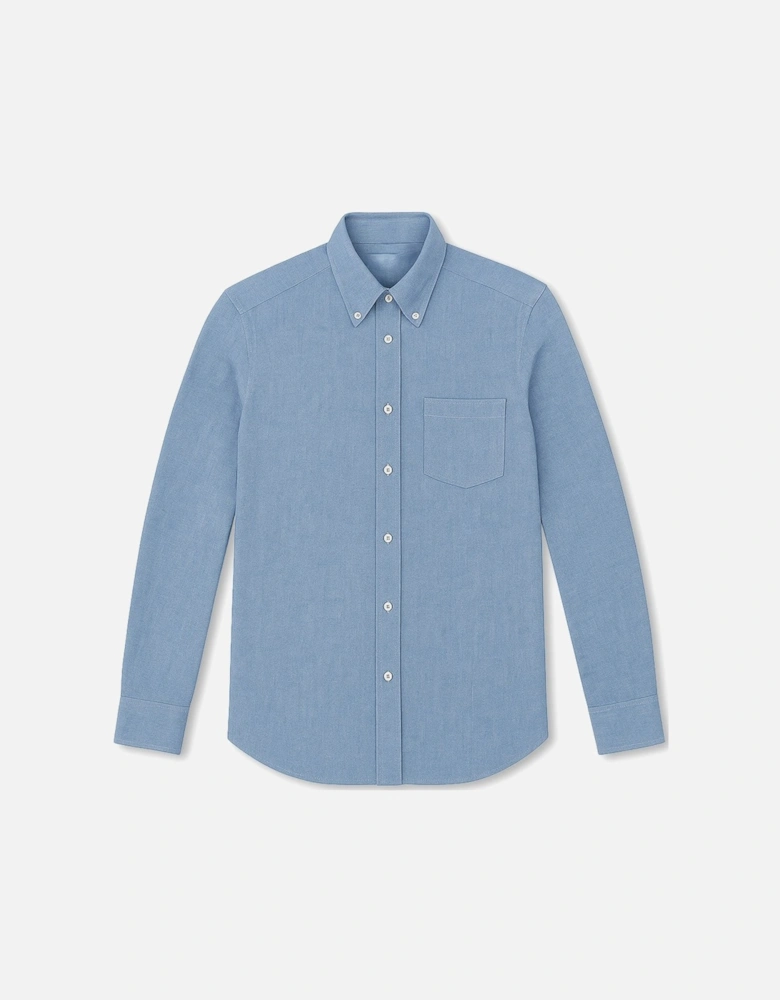 Men's Slim Fit Chambray Cotton Shirt Blue