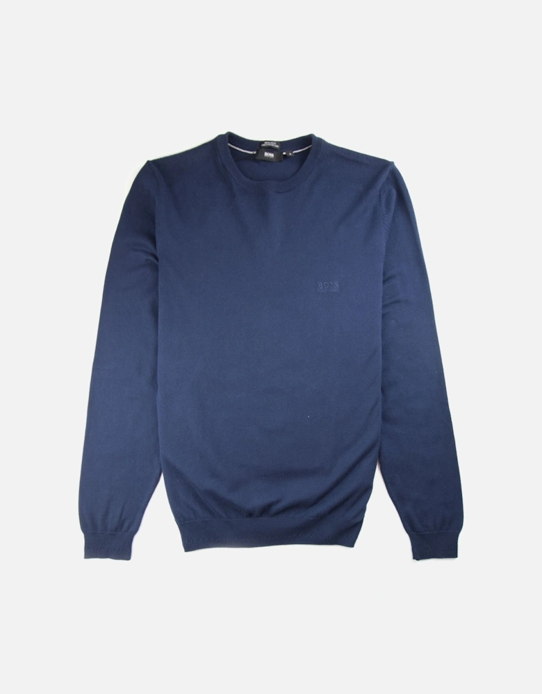 Bargritte-B Round Neck Knitted Jumper Blue