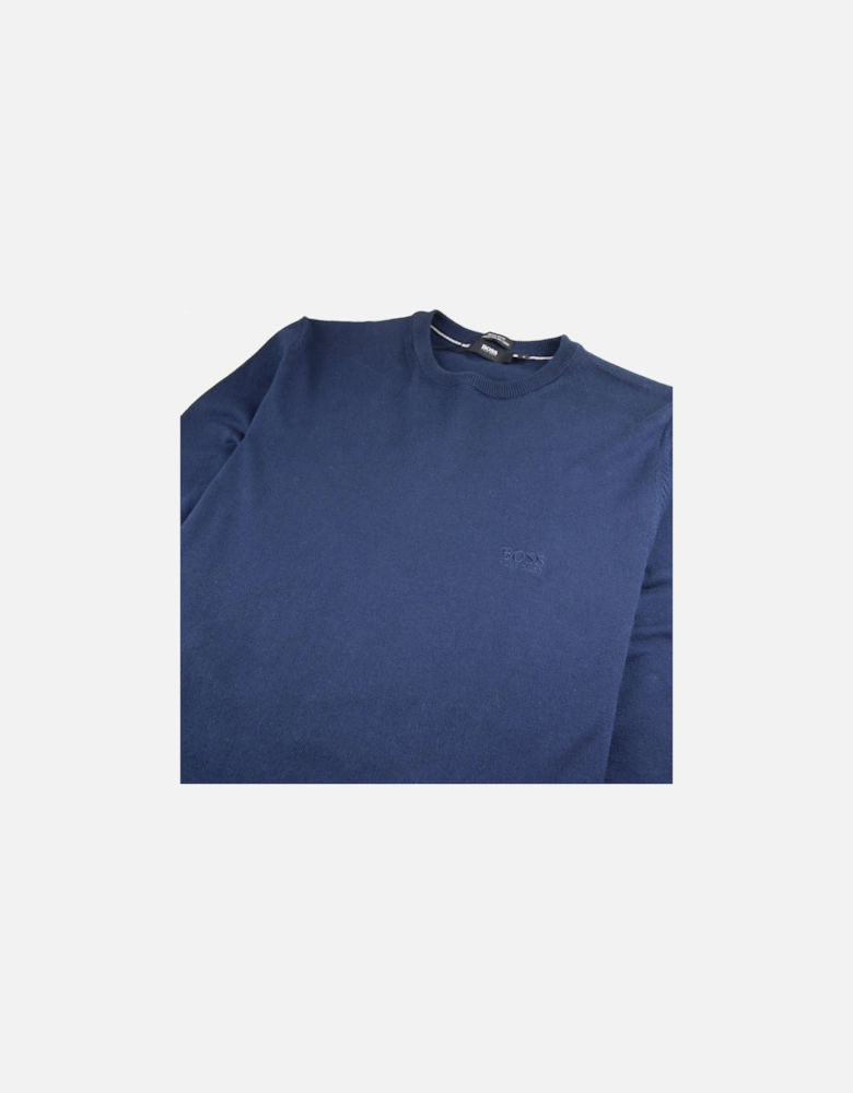 Bargritte-B Round Neck Knitted Jumper Blue