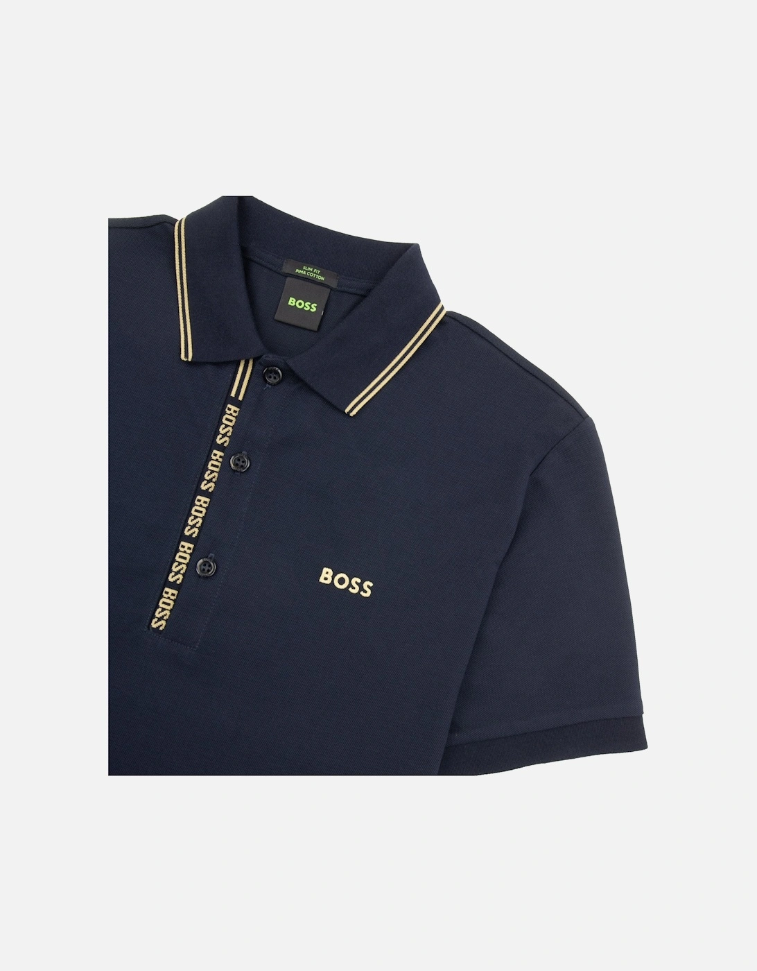 Paule 4 Slim Fit Branded Placket Polo Navy 403