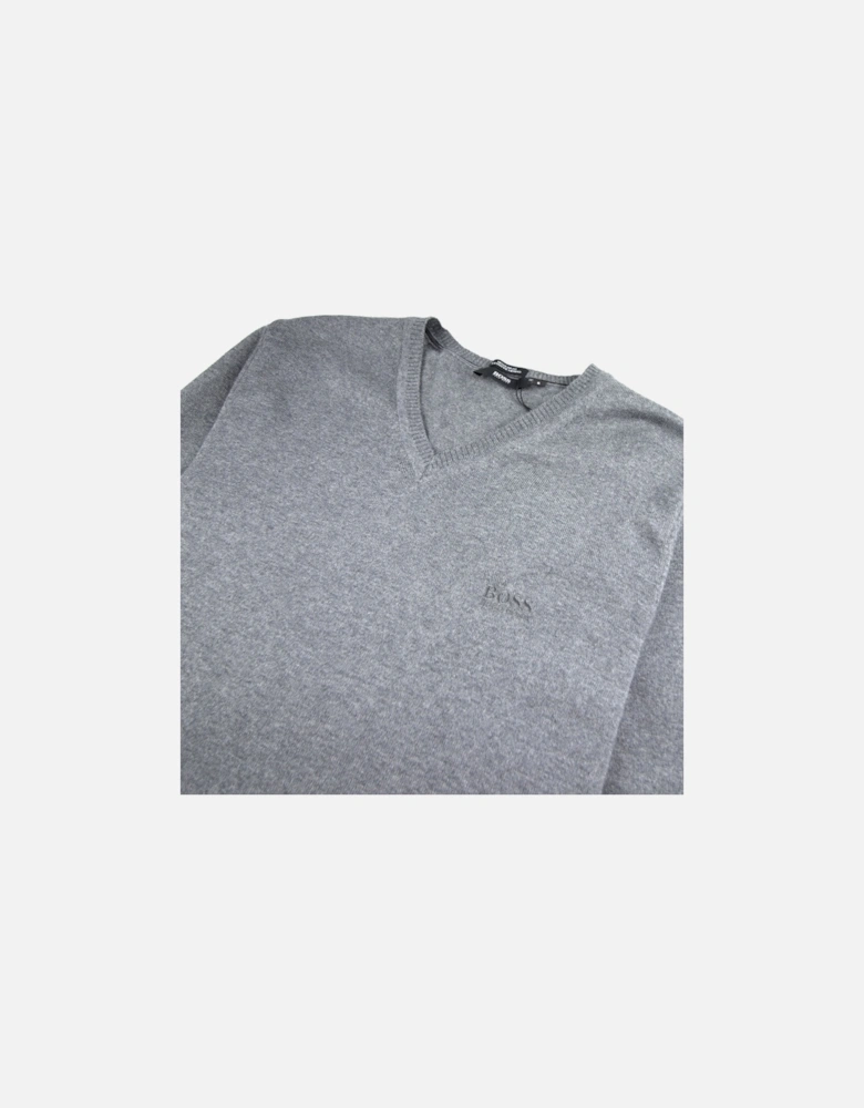 Bargritte-B V Neck Knitted Jumper Grey