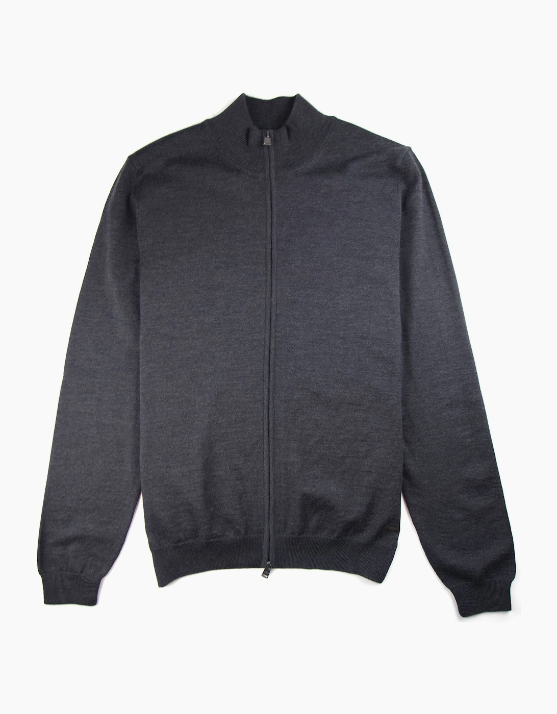 Men's Hugo Boss Balonso Full Zip Jumper Dark Grey - Size: 40