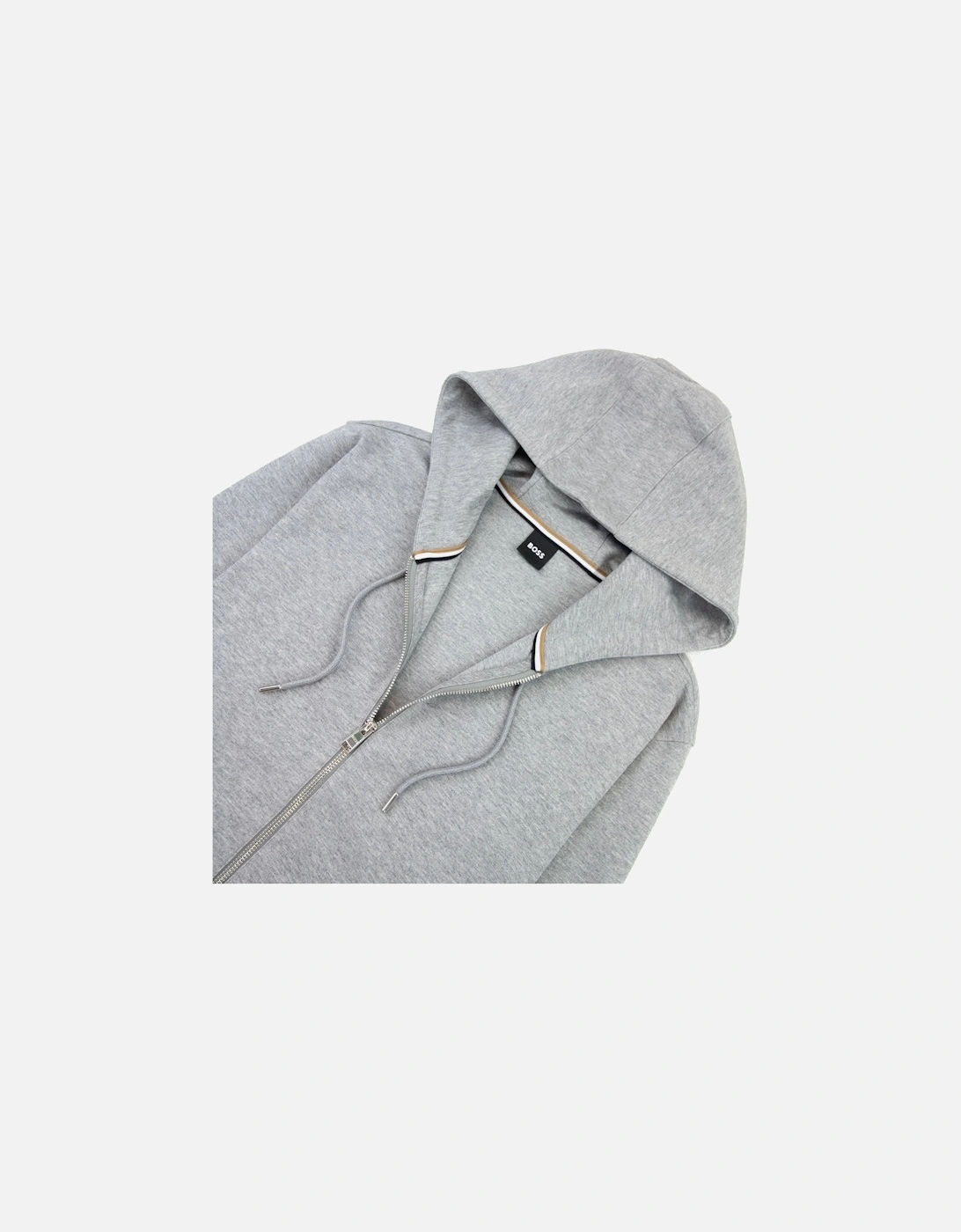 Seeger 118 Logo Cuff & Hem Zip Up Hoodie Grey 041