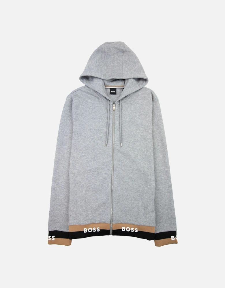 Seeger 118 Logo Cuff & Hem Zip Up Hoodie Grey 041
