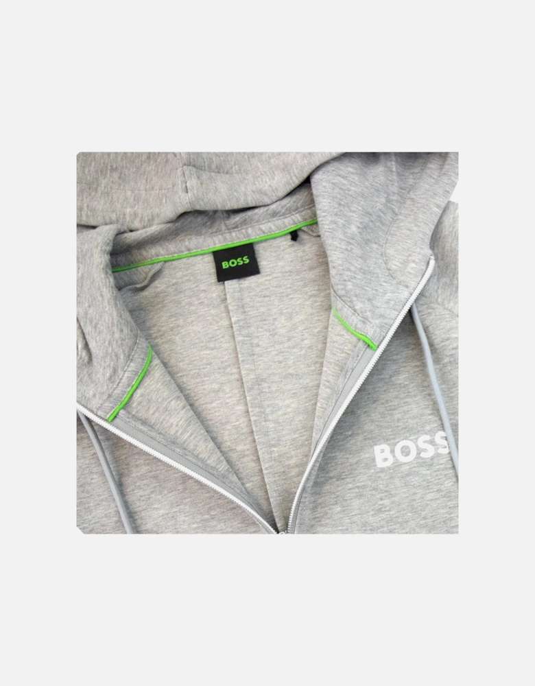 Saggy 1 Embroidered Logo Zip Up Hoodie Grey 059