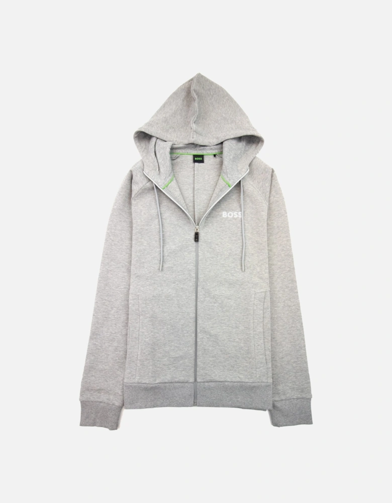 Saggy 1 Embroidered Logo Zip Up Hoodie Grey 059