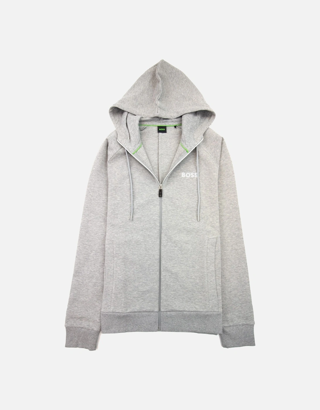 Saggy 1 Embroidered Logo Zip Up Hoodie Grey 059