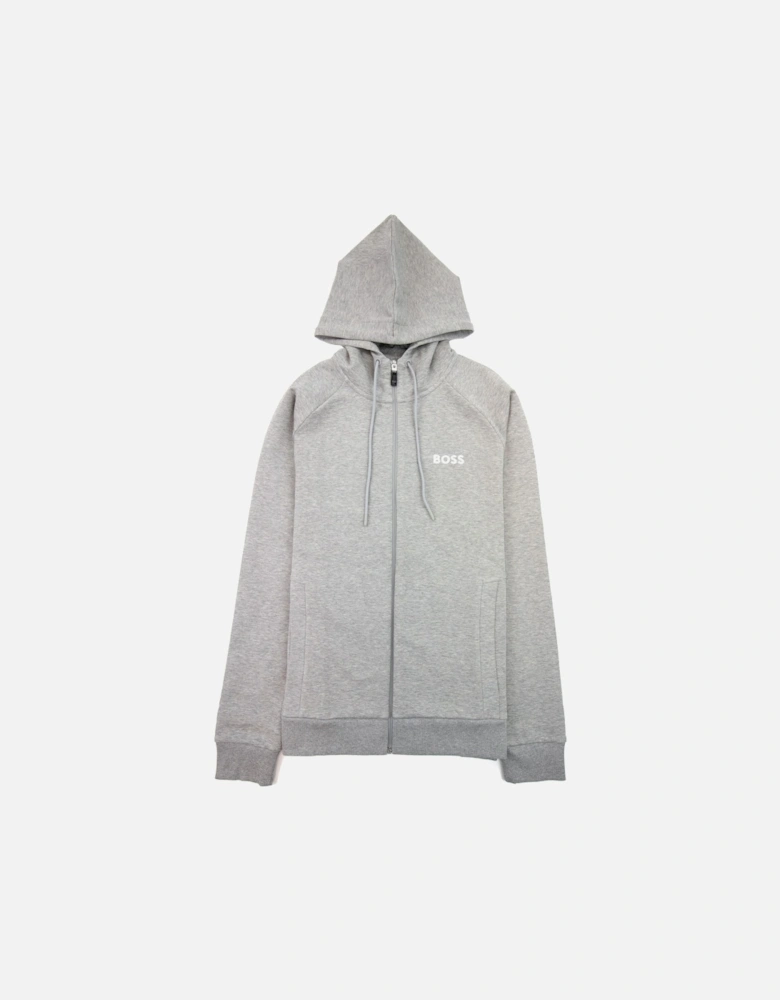 Saggy 1 Embroidered Logo Zip Up Hoodie Grey 059