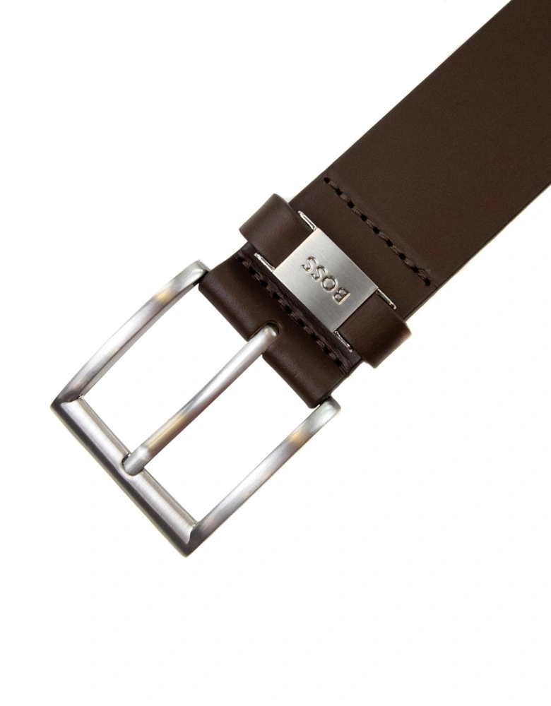Connio Branded Metal Trim Belt Dark Brown 002