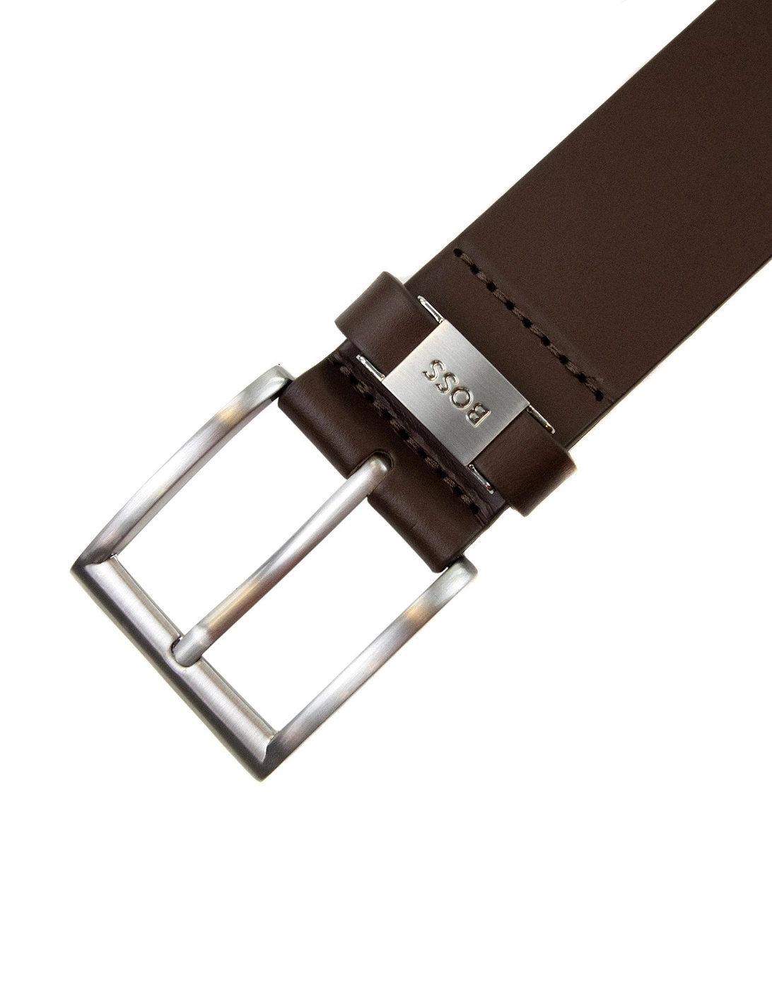 Connio Branded Metal Trim Belt Dark Brown 002