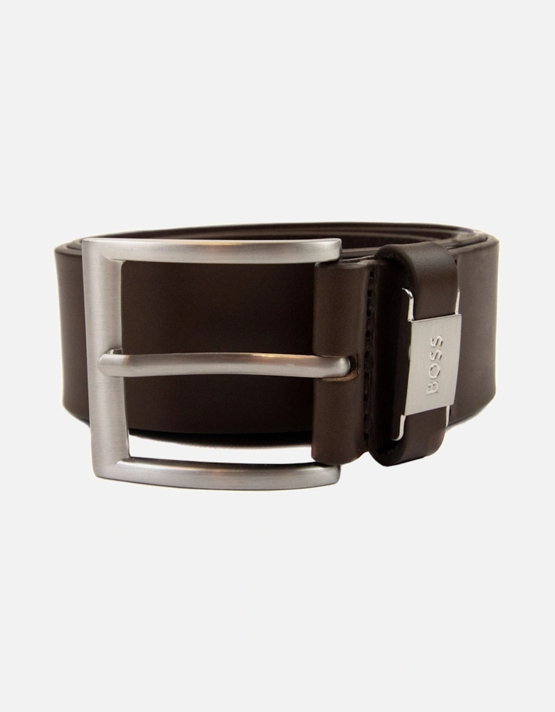 Connio Branded Metal Trim Belt Dark Brown 002