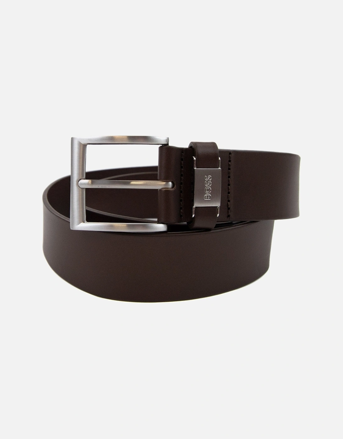 Connio Branded Metal Trim Belt Dark Brown 002