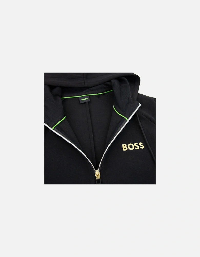 Saggy 1 Embroidered Logo Zip Up Hoodie Black 001