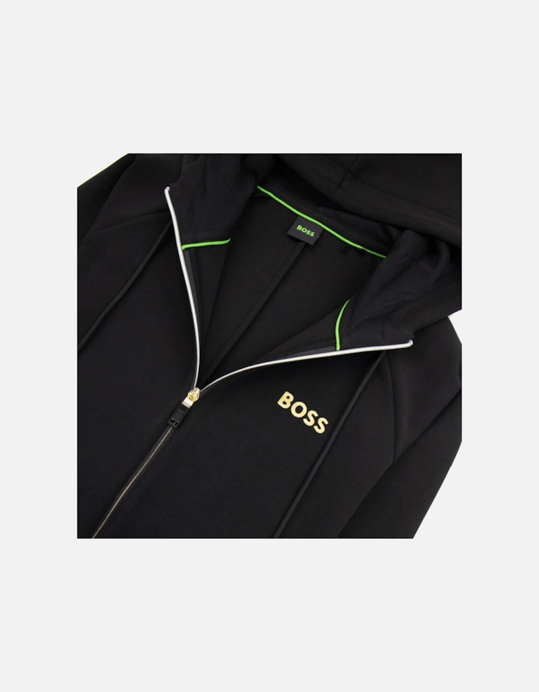Saggy 1 Embroidered Logo Zip Up Hoodie Black 001