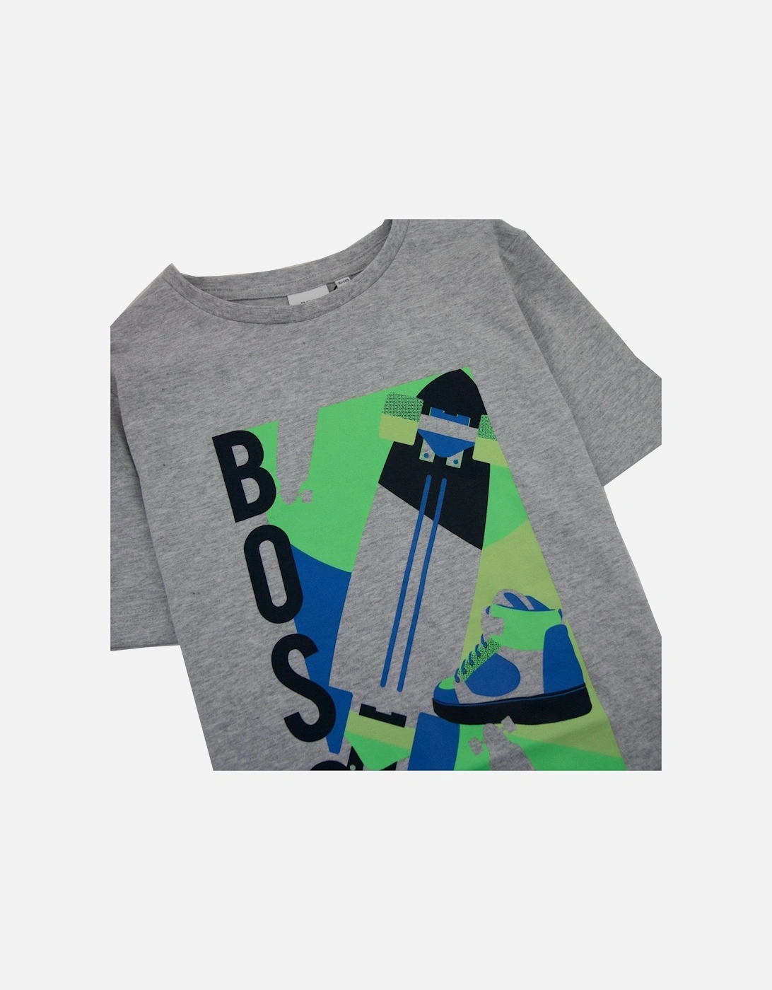 Kids Logo Round Neck T Shirt Grey