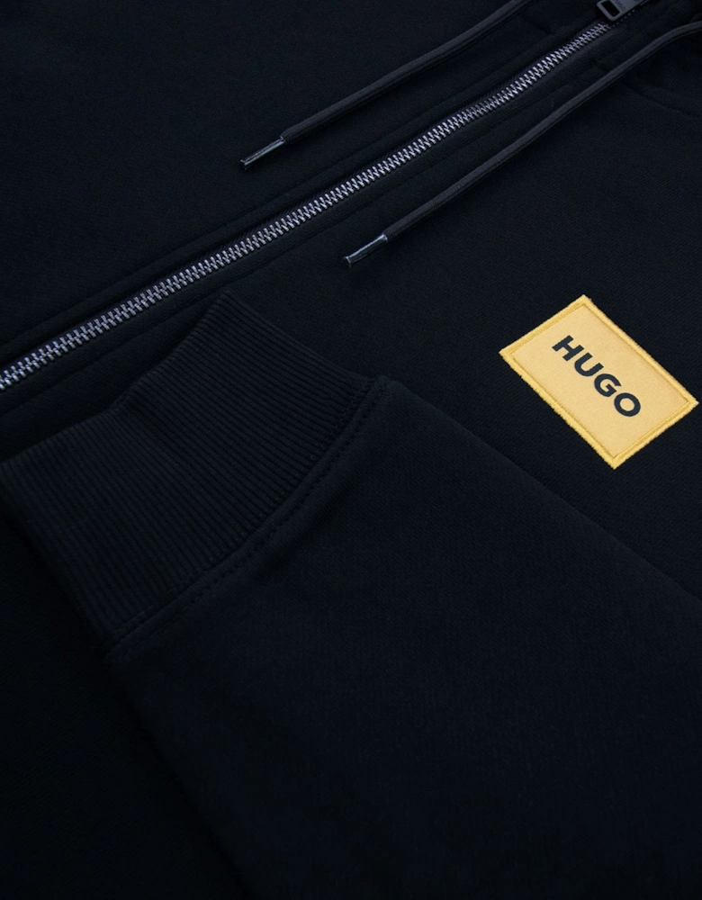 Hugo Daple G Patch Logo Zip Up Hoodie Black 001