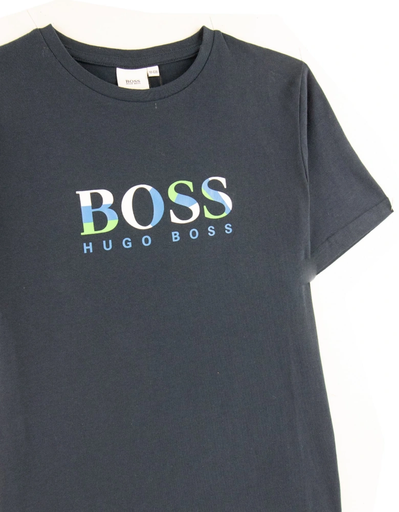 Kids Multi Chest Logo T Shirt Navy