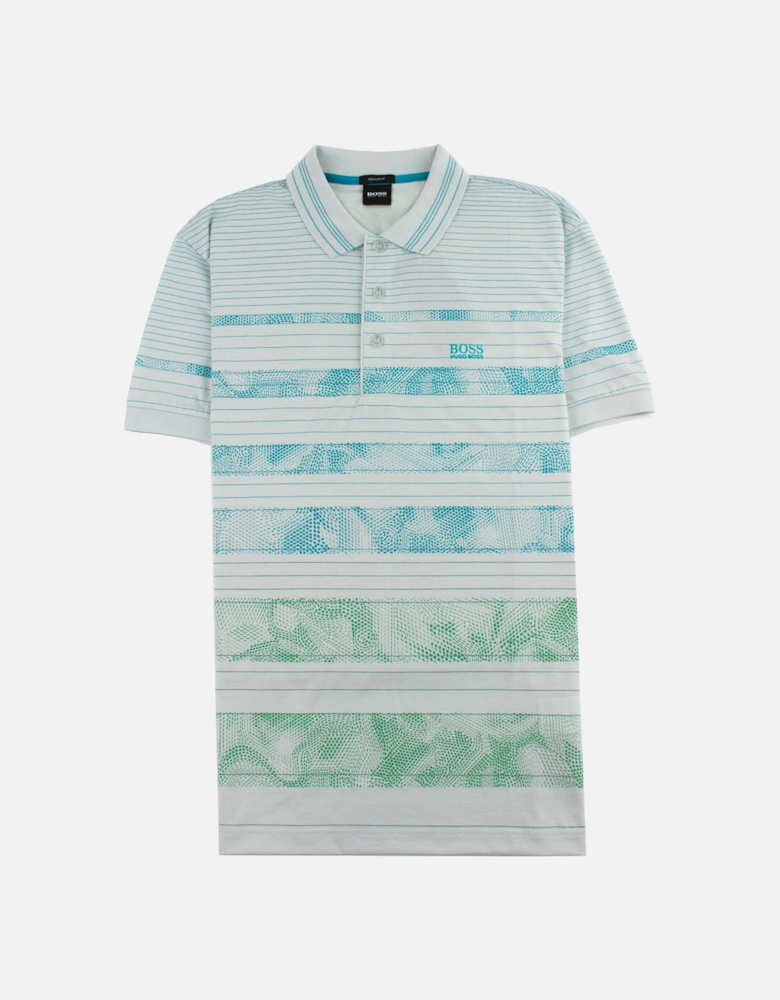 Regular-fit Paddy 7 Polo Shirt With Patterned Stripe Turquoise