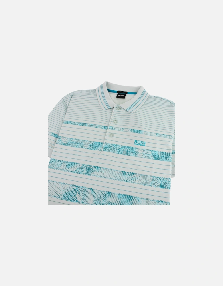 Regular-fit Paddy 7 Polo Shirt With Patterned Stripe Turquoise