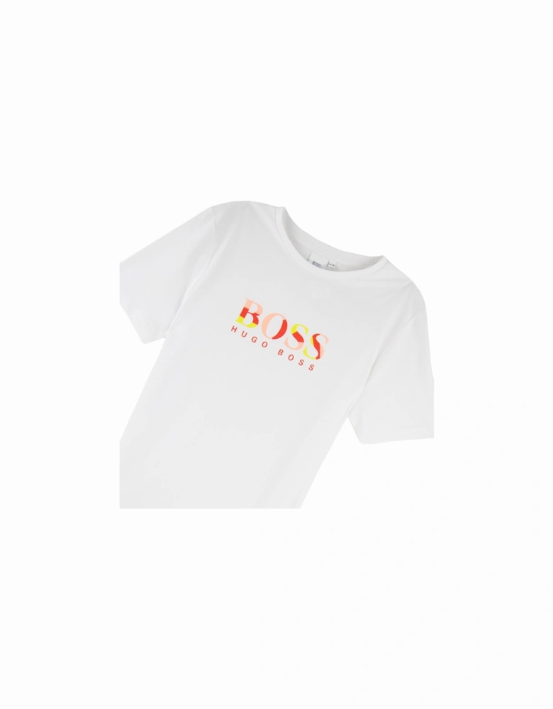 Kids Multi Chest Logo T Shirt White