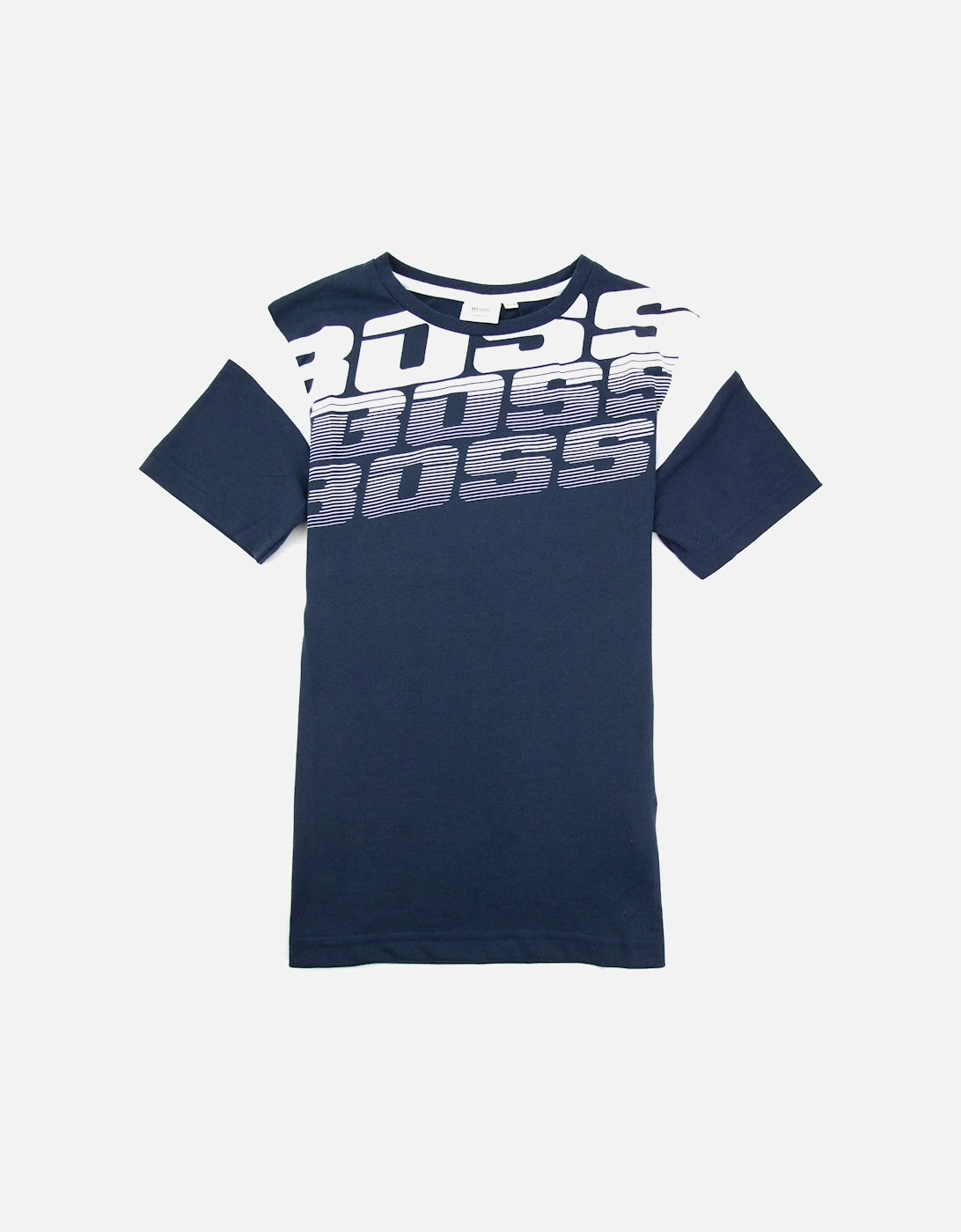 Kids Logo Print Colour Block T Shirt Navy, 4 of 3
