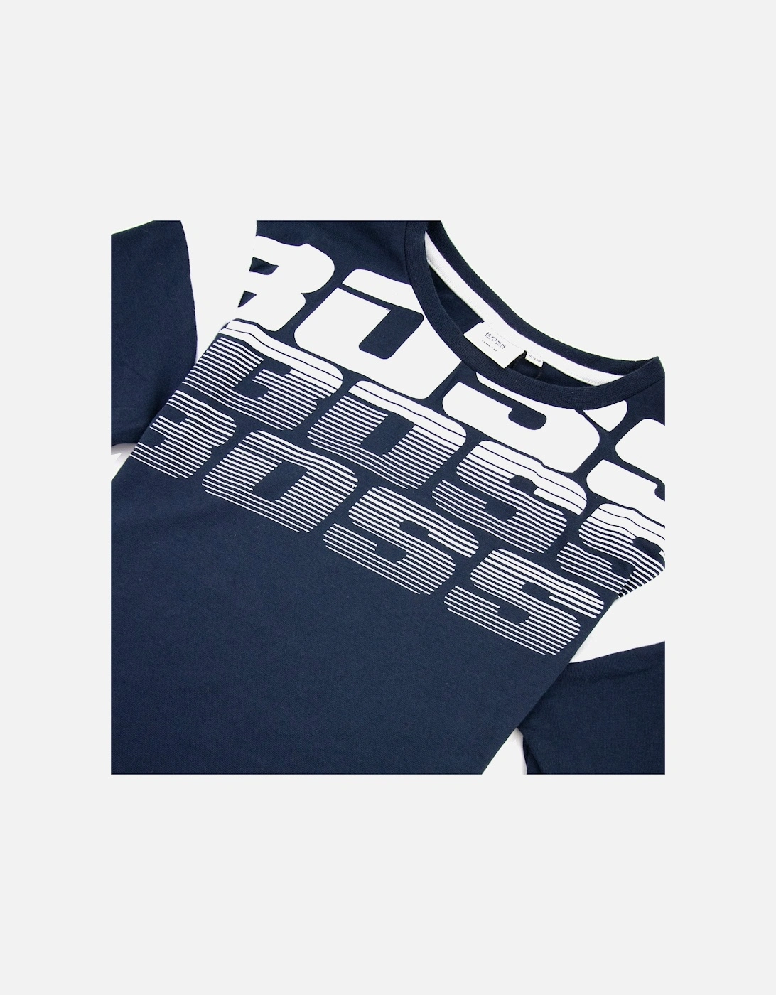 Kids Logo Print Colour Block T Shirt Navy