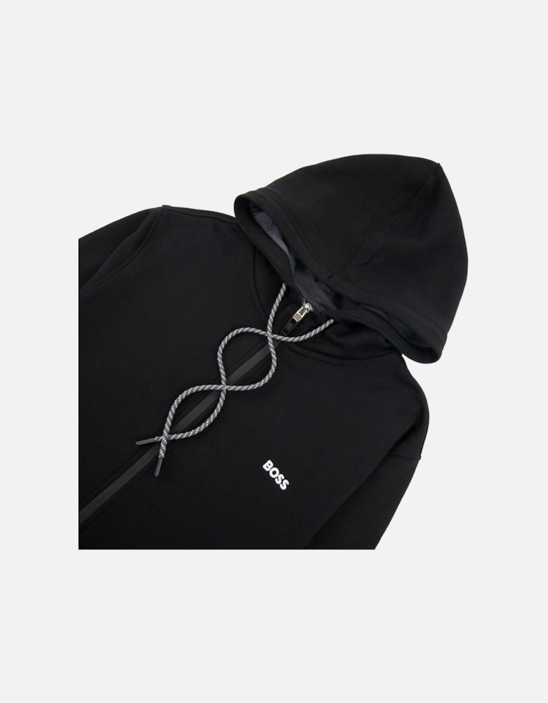 Saggy Embroidered Contrast Logo Zip Up Sweatshirt Black 001
