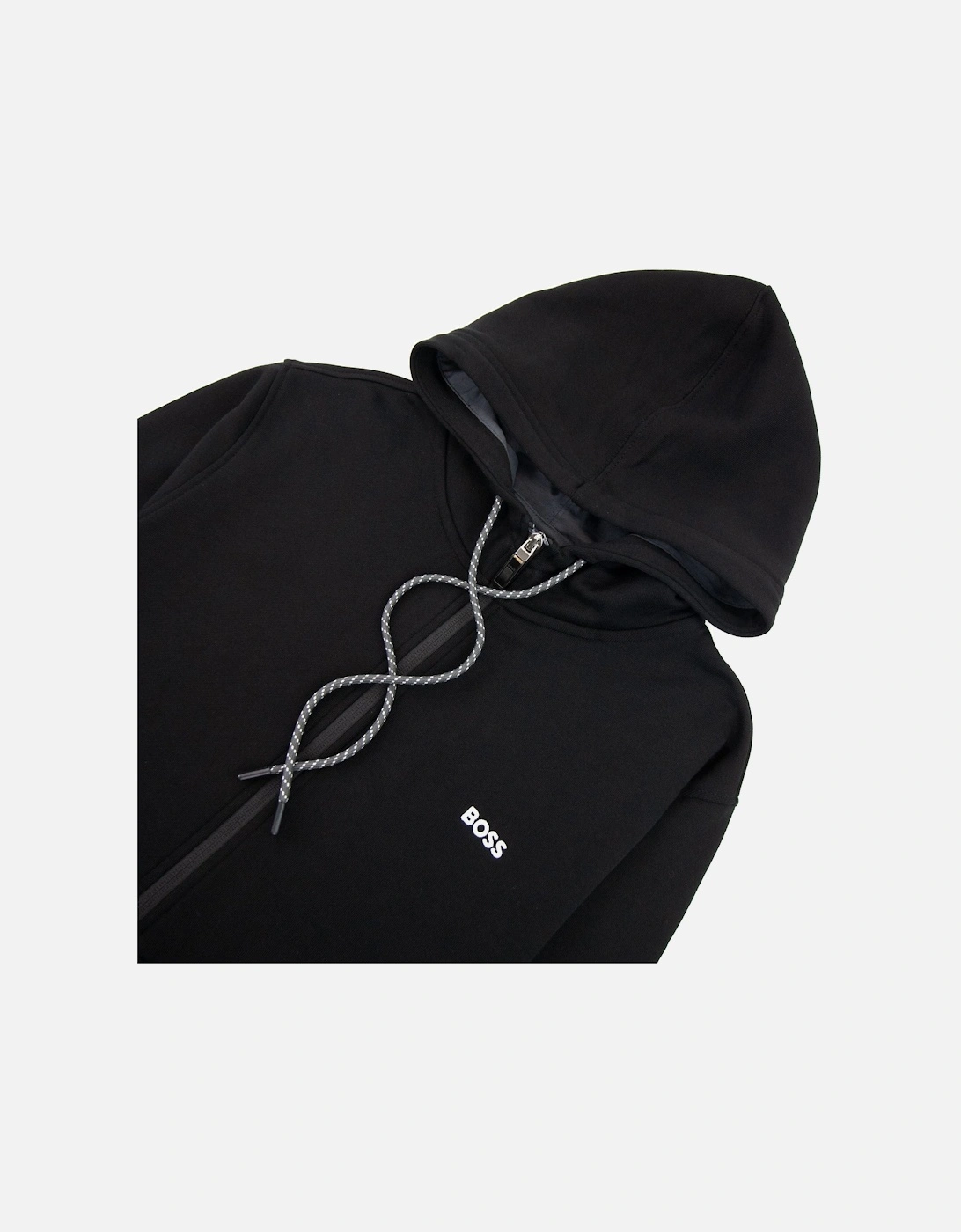Saggy Embroidered Contrast Logo Zip Up Sweatshirt Black 001