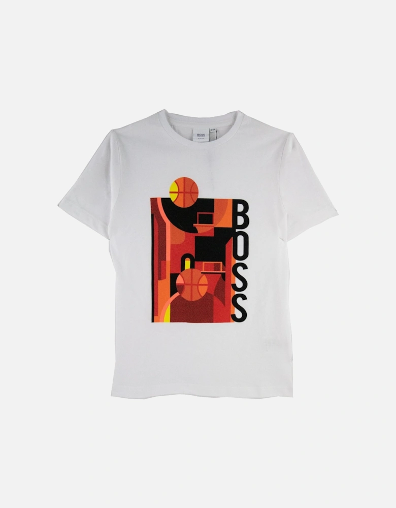 Kids Basket Ball Logo Print T-shirt White
