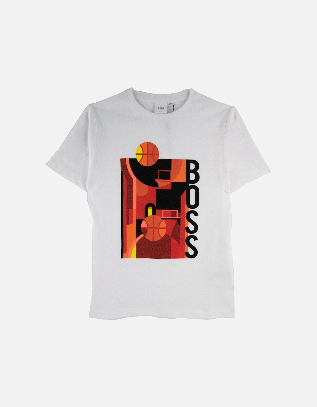 Kids Basket Ball Logo Print T-shirt White, 3 of 2