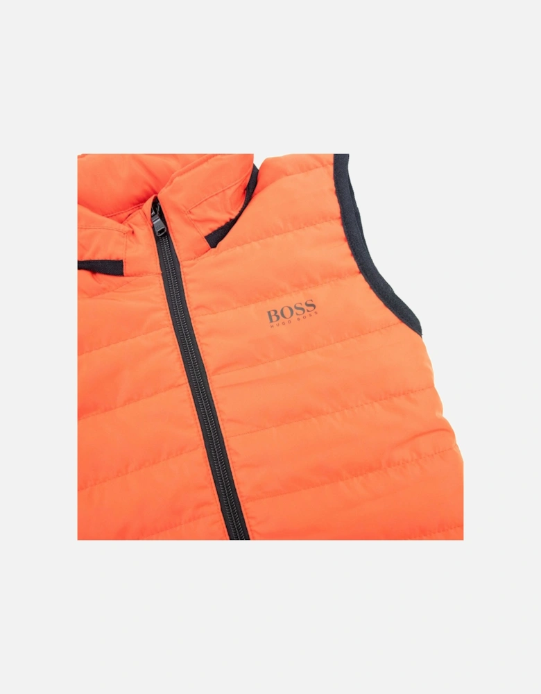 Kids Concealed Hood Padded Gilet Spicy Orange 499