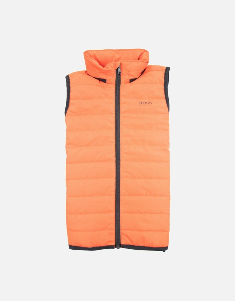 Kids Concealed Hood Padded Gilet Spicy Orange 499