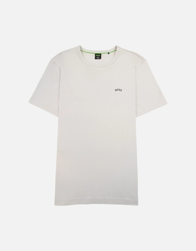 Curved Logo T Shirt Open Grey