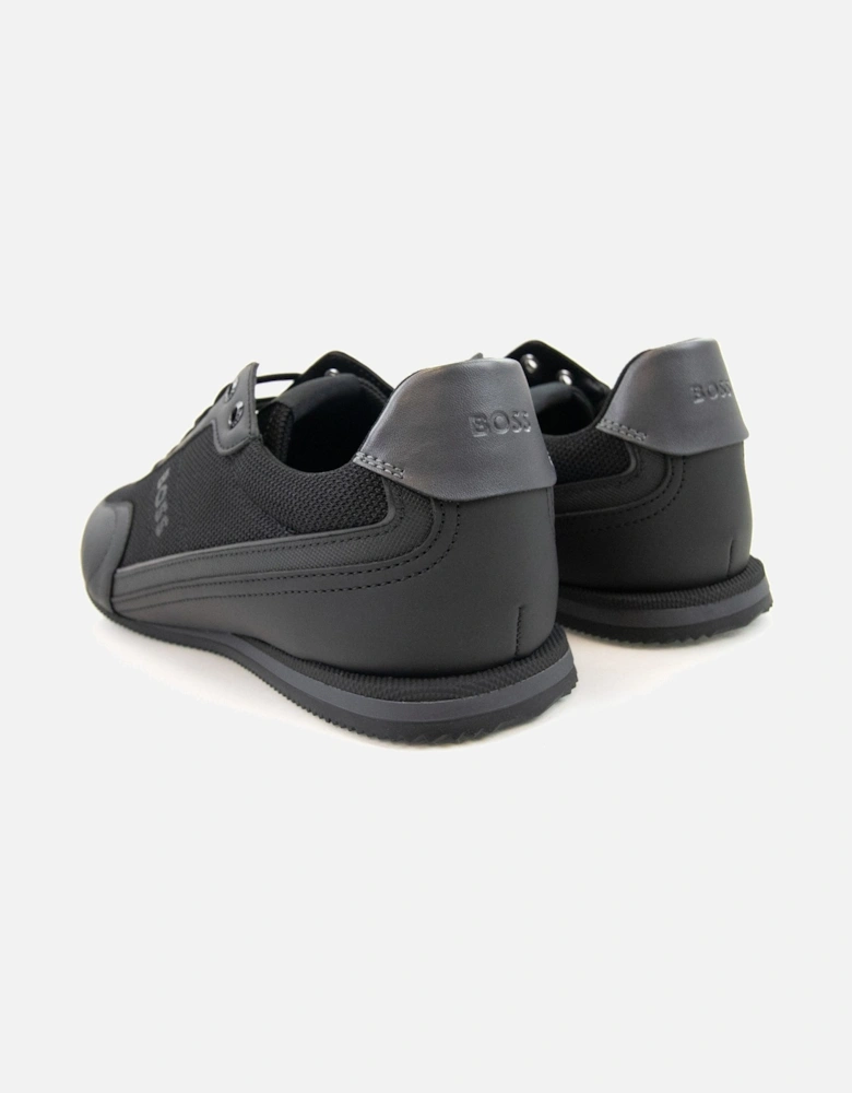Rusham Faux Leather And Mesh Trainers Black 001