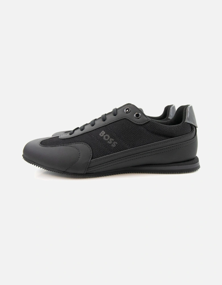 Rusham Faux Leather And Mesh Trainers Black 001