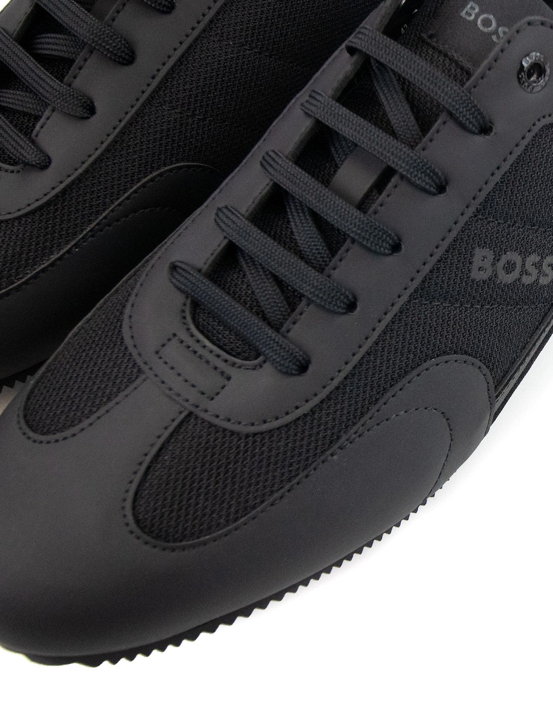 Rusham Faux Leather And Mesh Trainers Black 001