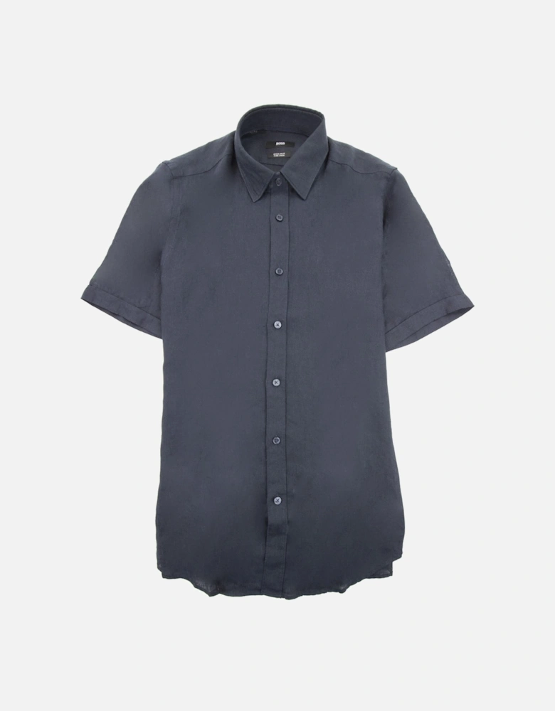 Luka Short Sleeve Pur Linen Shirt Navy