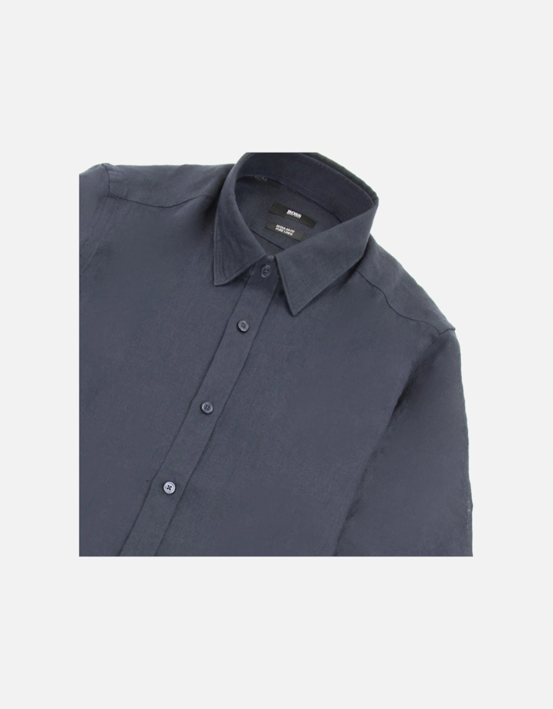 Luka Short Sleeve Pur Linen Shirt Navy