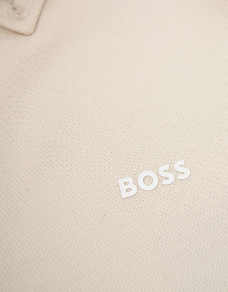 Regular-fit Shirt In Knitted Wrinkle-resistant Cotton Beige