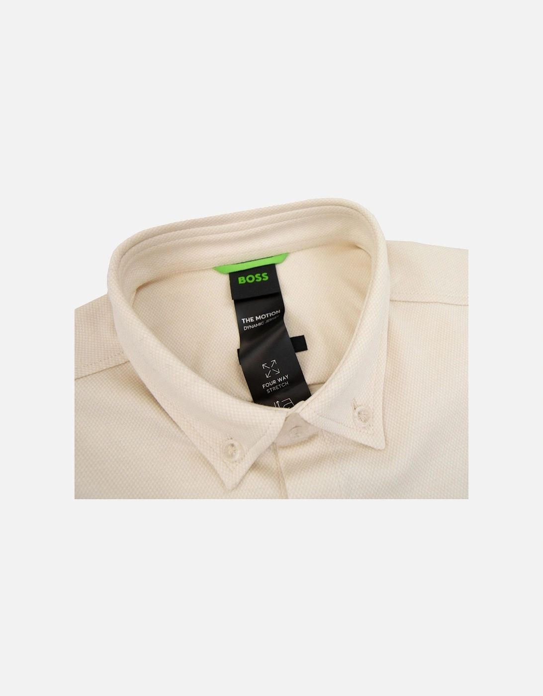 Regular-fit Shirt In Knitted Wrinkle-resistant Cotton Beige