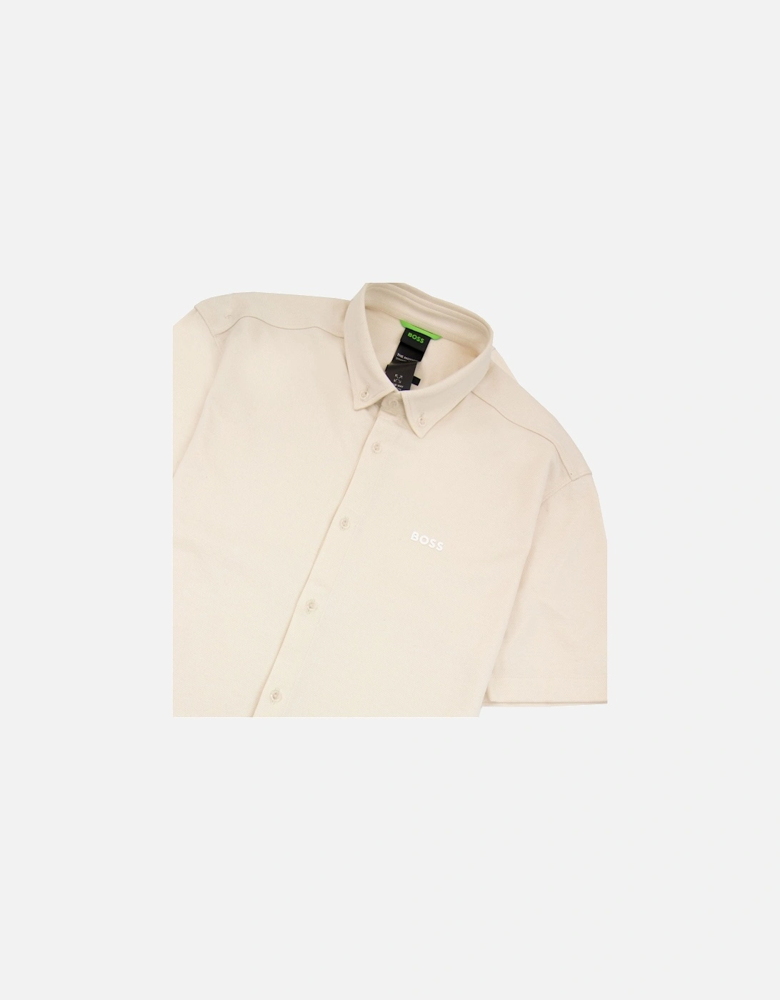 Regular-fit Shirt In Knitted Wrinkle-resistant Cotton Beige