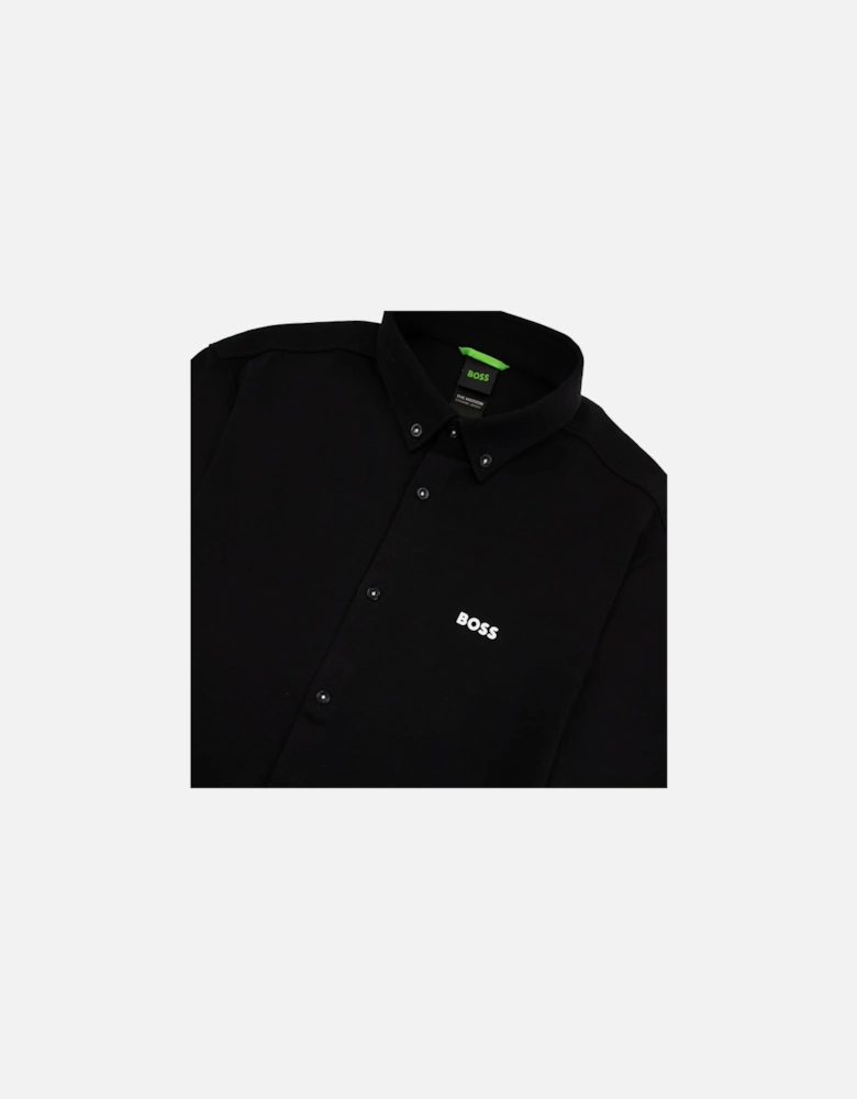 Regular-fit Shirt In Knitted Wrinkle-resistant Cotton Black 002