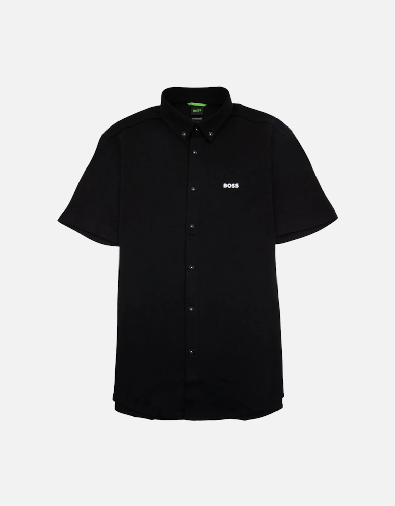 Regular-fit Shirt In Knitted Wrinkle-resistant Cotton Black 002