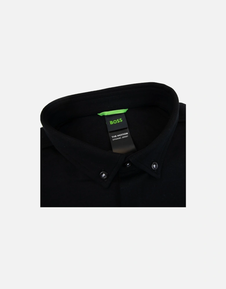 Regular-fit Shirt In Knitted Wrinkle-resistant Cotton Black 002