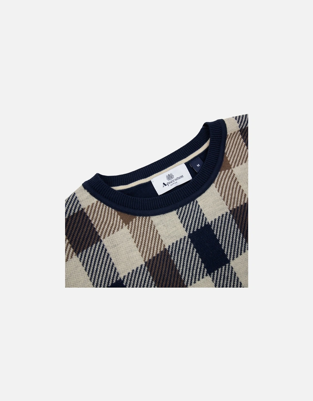 Active Club Check Lana Wool Sweater Navy 11