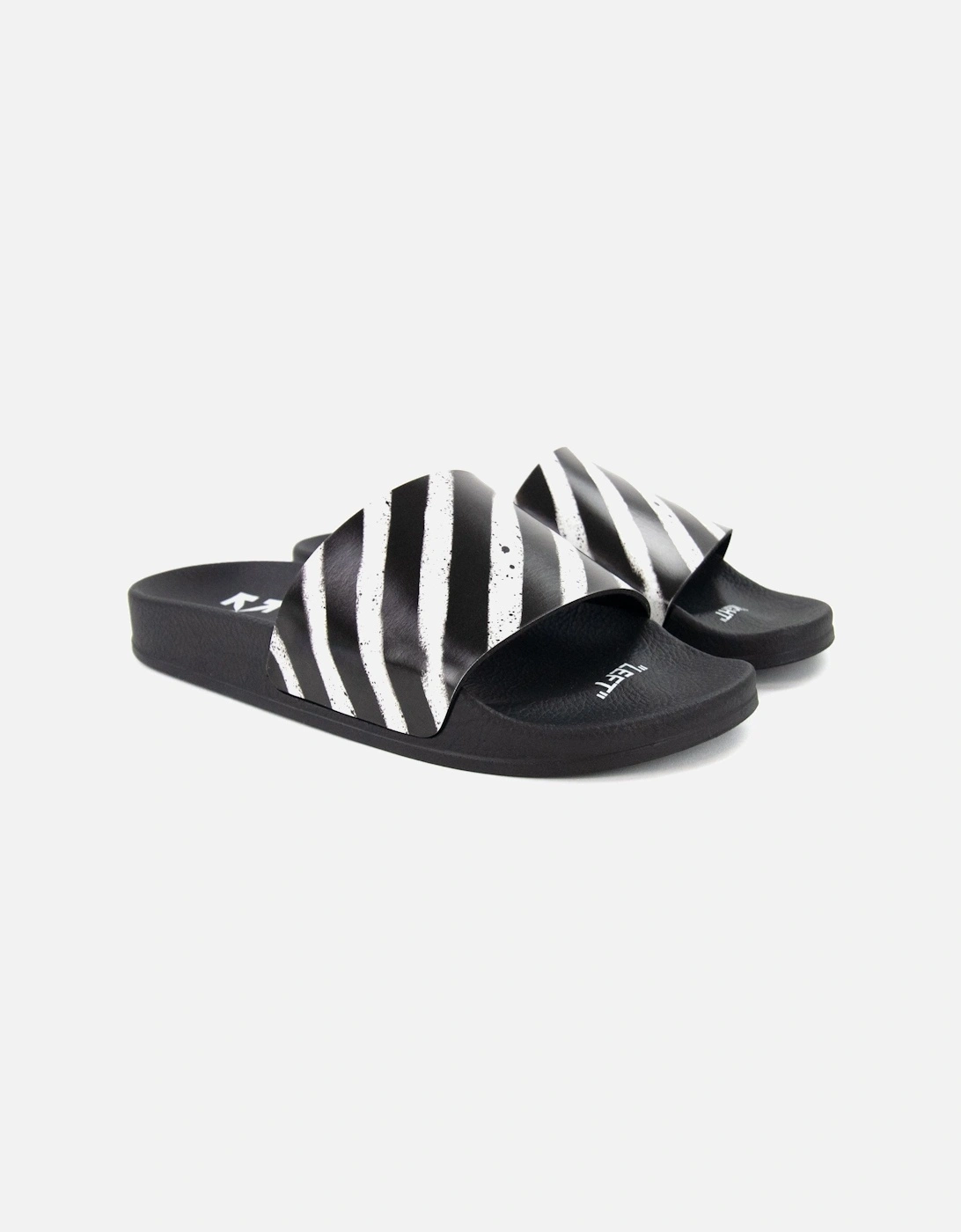 Off White Spray Stripes Sliders Black/white