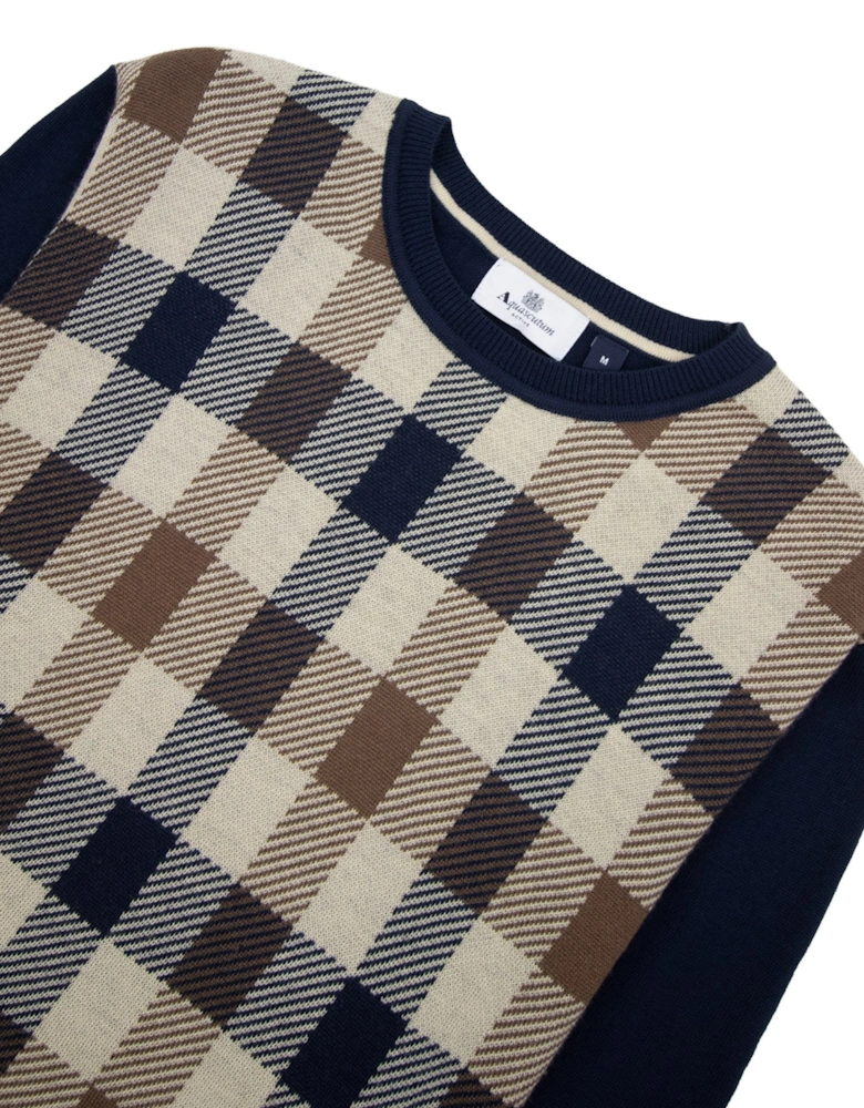 Active Club Check Lana Wool Sweater Navy 11