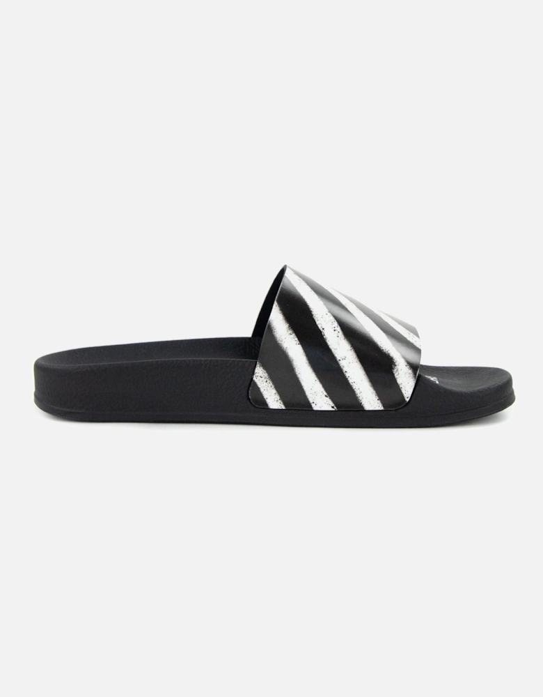 Off White Spray Stripes Sliders Black/white